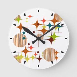 Horloge Ronde Éclats d'étoiles et globes de style moderne du mil