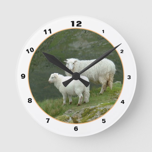 Horloge Ronde Écossais Moutons et Laine, Highlands/Scotland (Recto)