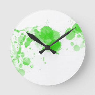 Horloge Ronde Écran Abstrait de peinture vert brillant