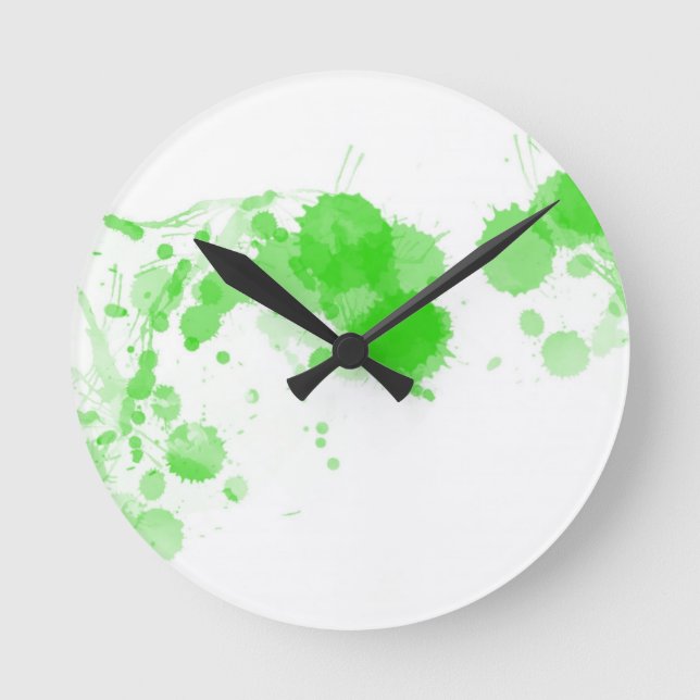Horloge Ronde Écran Abstrait de peinture vert brillant (Recto)