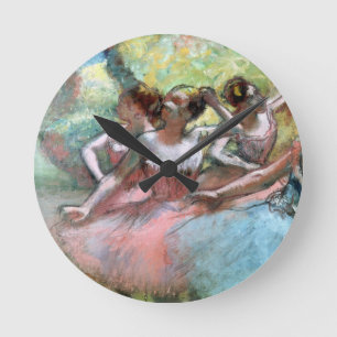 Horloge Ronde Edgar Degas   quatre ballerines sur l'étape