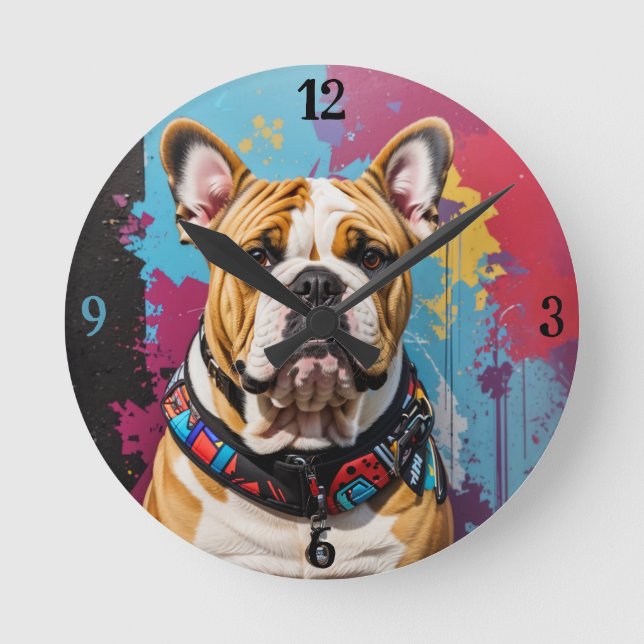 Horloge Ronde Edgy Bulldog Grunge Arrière - plan (Recto)