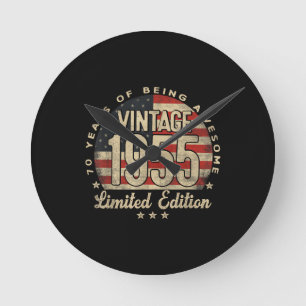 Horloge Ronde Édition limitée vintage 1955 Cadeaux 70 ans USA