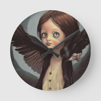 Horloge Ronde Edwin gothique corbeau noir grunge