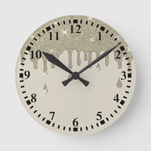 Horloge Ronde Effet de Parties scintillant de la goutte d'argent