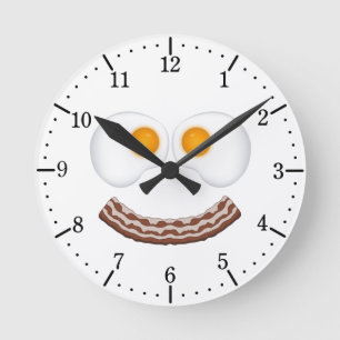 Horloge Ronde Eggs and Bacon Grin