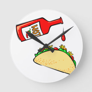 Horloge Ronde Égoutture de sauce chaude sur le taco