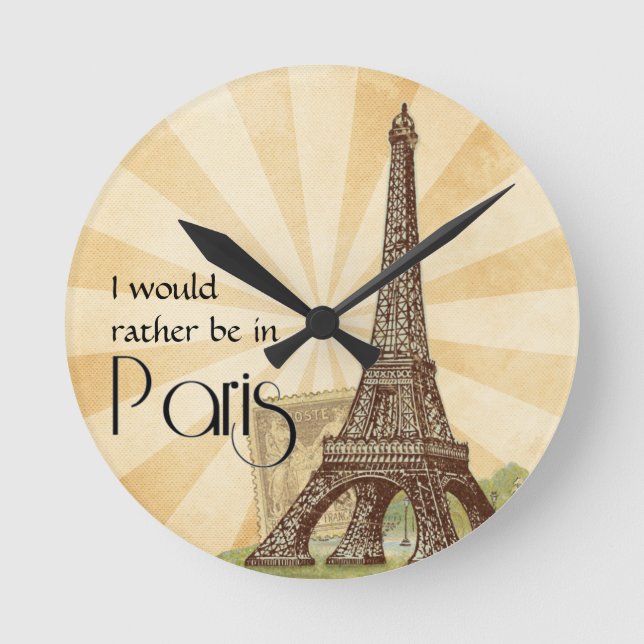Horloge Ronde Eiffel Tower Paris Round Wall Clock (Recto)
