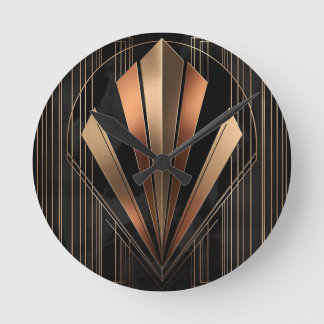 Horloge Ronde Élégance Géométrique Métallique Art Déco