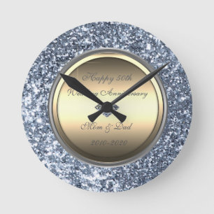 Horloge Ronde Élégant 50e anniversaire de Parties scintillant du