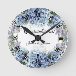 Horloge Ronde Élégant Aquarelle de Fleurs de Ne Pas Oublier