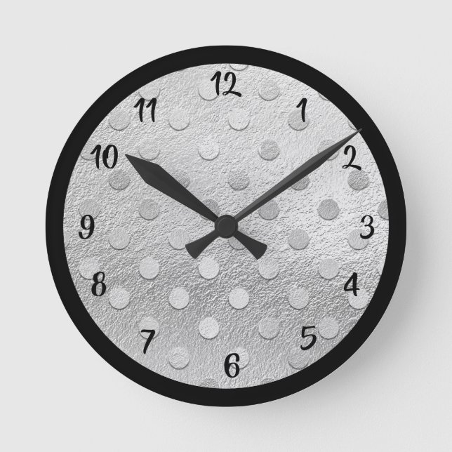 Horloge Ronde Élégant Argent Noir Métallo Décoratif (Recto)