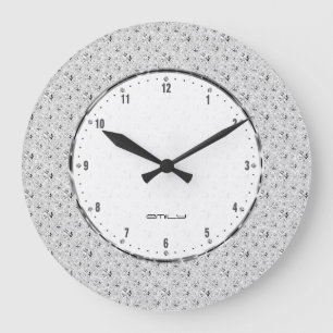 Horloge Ronde Élégant Blanc FauxGlitter Et Étincelle Grande H