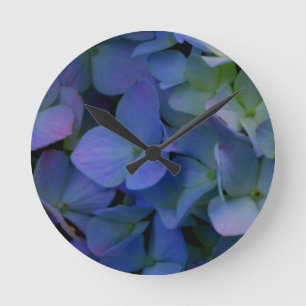 Horloge Ronde Élégant bleu pourpre bleu pourpre floral