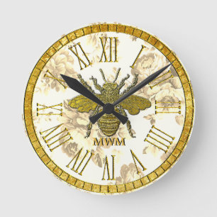 Horloge Ronde Élégant Bumblebee Or Style Vintage
