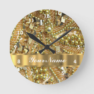 Horloge Ronde Elegant gold bling