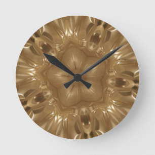Horloge Ronde Elégant Gold Brown Kaleidoscope Star Design