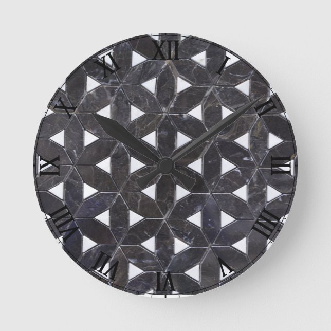 Horloge Ronde élégant Gris Mosaïque fleur de vie Carrelage motif (Recto)