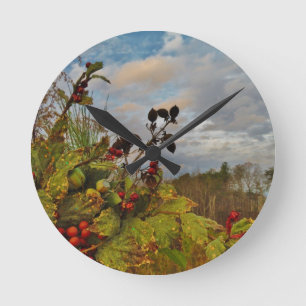 Horloge Ronde Elegant Holly Christmas,