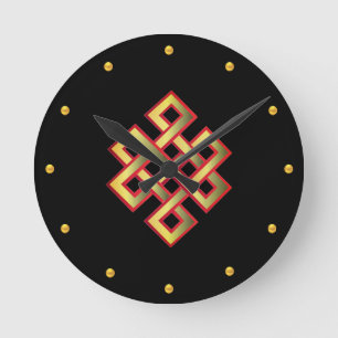 Horloge Ronde Élégant noeud sans fin sur noir