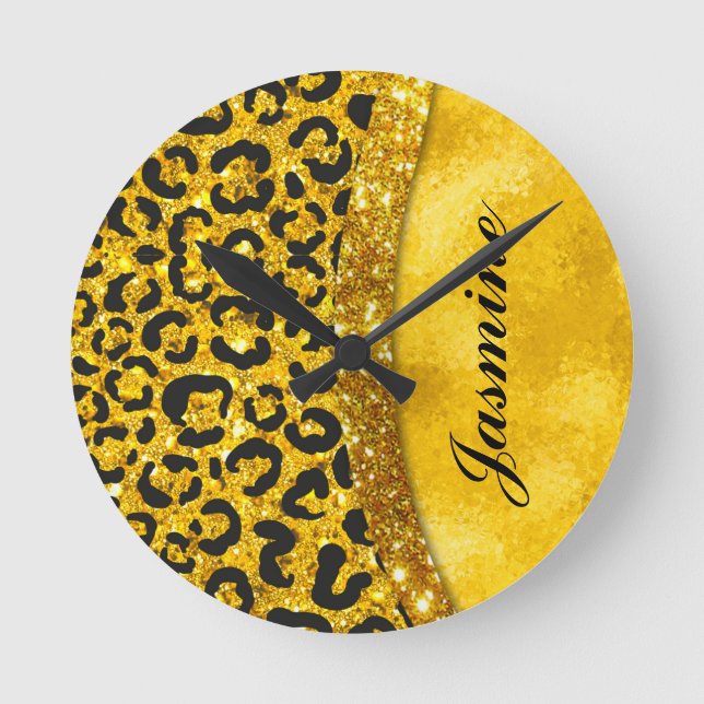 Horloge Ronde Élégant or faux parties scintillant poster de anim (Recto)