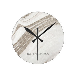 Horloge Ronde Élégant Porte en marbre or pâle Abstrait