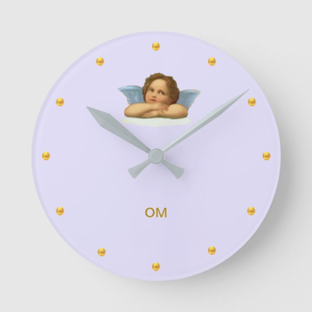 Horloge Ronde Élégant Raphael Cherub à la lumière du jour (Recto)