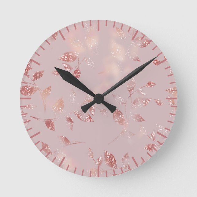 Horloge Ronde Élégant rose rose rose pâle (Recto)