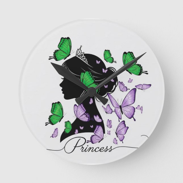 Horloge Ronde Élégant T-shirt "Princesse des papillons" | Prince (Recto)