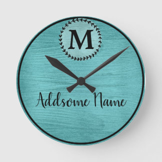 Horloge Ronde Elégant Turquoise brossé métal noir monogrammed ch