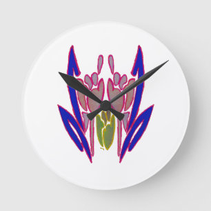 Horloge Ronde Elégante aquarelle Rose Imprimer
