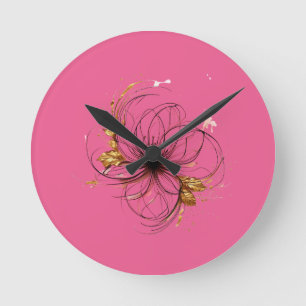 Horloge Ronde Élégante art floral aquarelle 