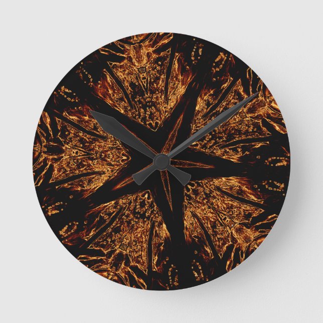 Horloge Ronde Elégante conception kaléidoscopique noire étoile B (Recto)