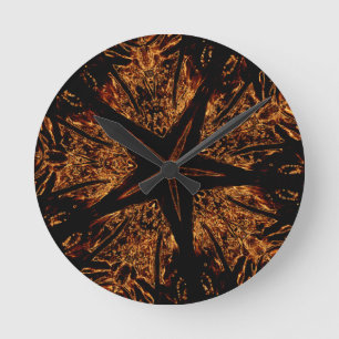Horloge Ronde Elégante conception kaléidoscopique noire étoile B