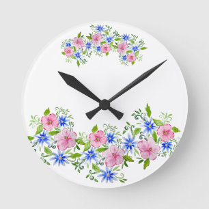 Horloge Ronde Elégante décoration florale motif