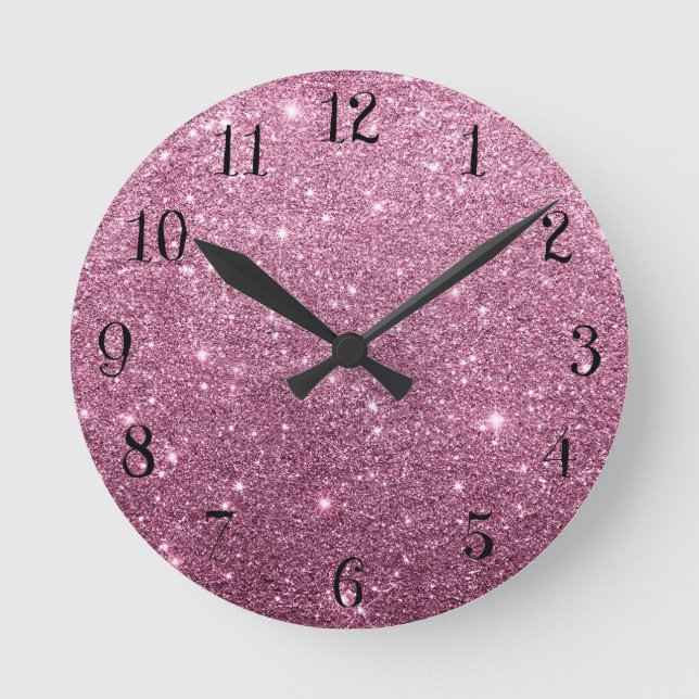 Horloge Ronde Élégante parties scintillant abstraite de poule ro (Recto)
