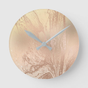Horloge Ronde Elégante parties scintillant en marbre doré rose e