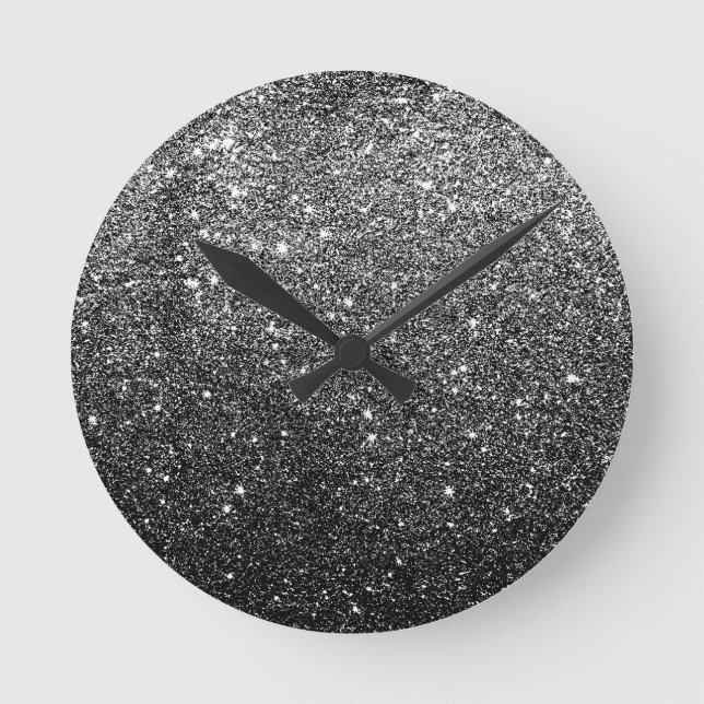 Horloge Ronde Elégante Parties scintillant noire Faux (Recto)