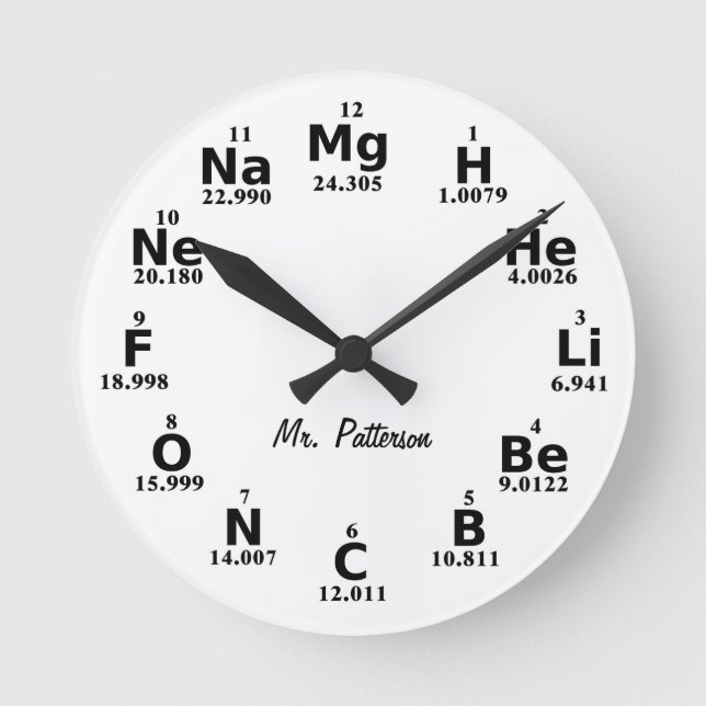 Horloge Ronde Élément de science de table périodique personnalis (Recto)