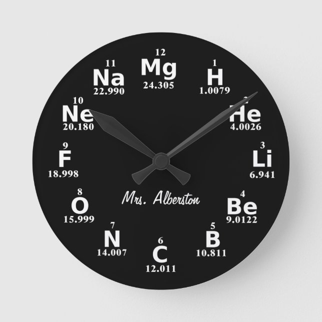 Horloge Ronde Élément de science de table périodique personnalis (Recto)