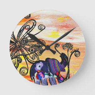 Horloge Ronde Éléphant d'Asie