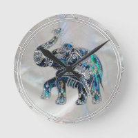 Eléphant encadré d'argent sur Abalone et Pearl