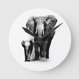 Horloge Ronde Eléphants