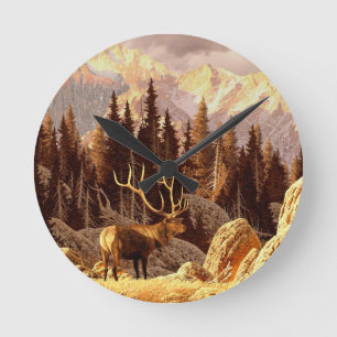Horloge Ronde Elk Bull