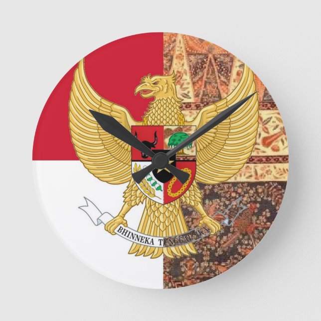 Horloge Ronde Emblem of Indonesia - Garuda Pancasila Batik Flag (Recto)