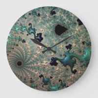 Horloge ronde Emerald et Gold Mandelbrot