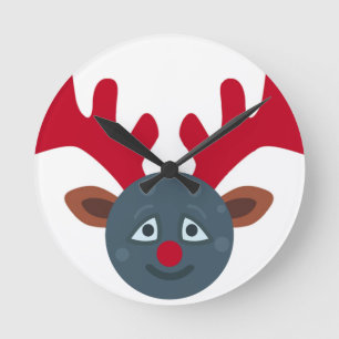 Horloge Ronde emoji de lune de rennes de noël