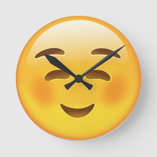 Horloge Ronde Emoji du visage souriant blanc (Recto)
