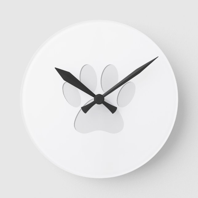 Horloge Ronde Empreinte de patte de chien coupé en papier (Recto)
