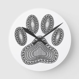 Horloge Ronde Empreinte de patte d'encre Abstrait
